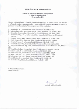 VYHL&Aacute;SENIE KANDIDAT&Uacute;RY
