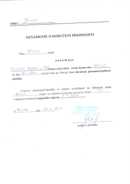 OZN&Aacute;MENIE O DORUČEN&Iacute; P&Iacute;SOMNOSTI