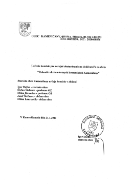 OBEC KAMENICANY, 018 54 p. Slavnica, tlf. 042 4493253 ICO