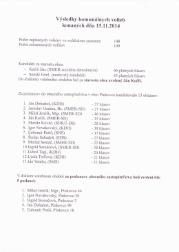 Výsledky komunálnych volieb konaných dňa 15.11.2014