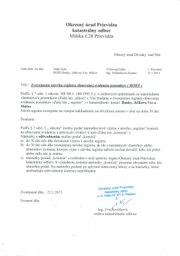 Okresný úrad Prievidza katastrálny odbor