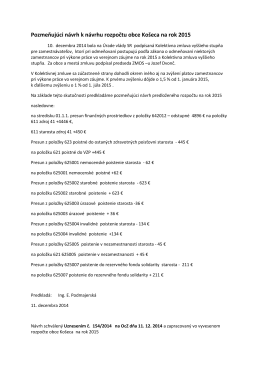 Pozmeňujúci návrh k návrhu rozpočtu obce Košeca na rok 2015