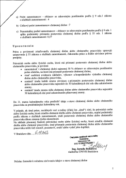 Počet zamestnancov - občanov so zdravotn&yacute;m