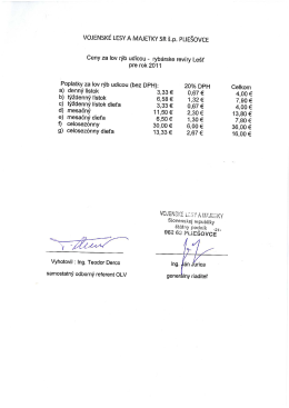 Cenn&iacute;k rybolovu Le&scaron;ť - &scaron;.p. Plie&scaron;ovce