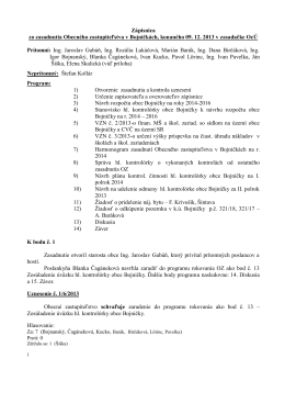Zápisnica zo zasadnutia Obecného zastupiteľstva v Bojničkách