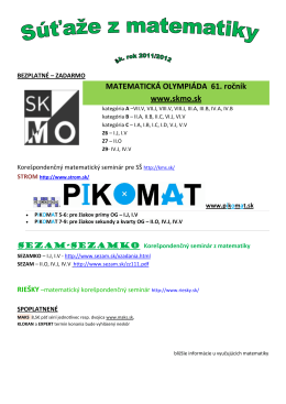 MATEMATICKÁ OLYMPIÁDA 61. ročník www.skmo.sk
