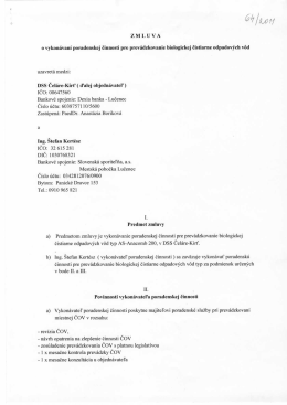 ZMLUVA o vykon&aacute;van&iacute; poradenskej činnosti pre - DSS Čel&aacute;re-K&iacute;rť