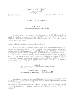Verejn&aacute; vyhl&aacute;&scaron;ka 25.07.2014
