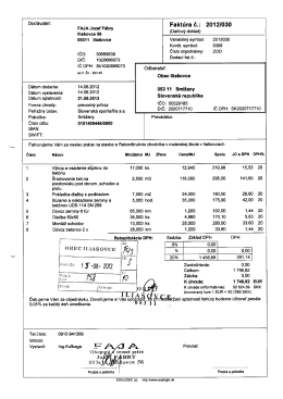 Dod&aacute;vateľ: FAJA Jozef F&aacute;bry