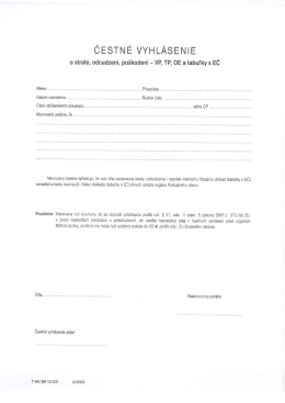 Čestn&eacute; vyhl&aacute;senie o strate, odcudzen&iacute;, po&scaron;koden&iacute; &ndash; VP