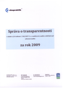 Správa o transparentnosti 2009