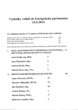 Výsledky volieb do Európskeho parlamentu 24.5.2014