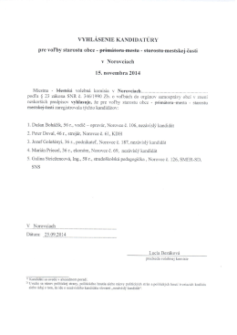 vYHLÁsENIE KANDIDATÚRY