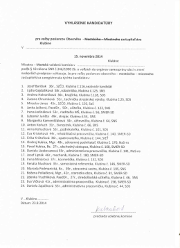 vYHLÁsENIE KANDIDATÚRY