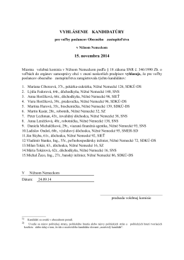Vyhlásenie kandidatúry poslanci 2014
