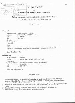 Zmluva o dielo na informačnú tabulu pre cintorín, Gustáv