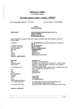 Zmluva o dielo - Banskobystrická regionálna správa ciest