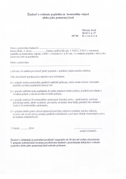 Žiadosť o vrátenie poplatku za komunálny Odpad alebo jeho