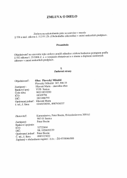 ZMLUVA O DIELO - Obec Plaveck&yacute; Mikul&aacute;&scaron;
