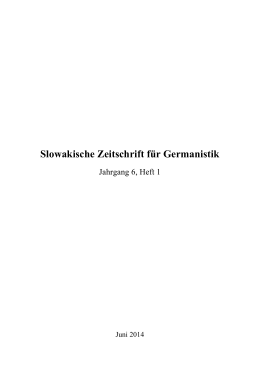 Slowakische Zeitschrift für Germanistik