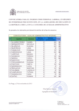 Valoración provisional de méritos de la fase de concurso