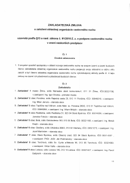 Zakladateľská zmluva o založení oblastnej organizácie