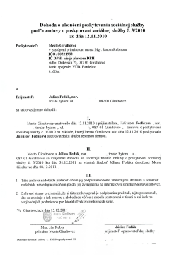 Dohoda o ukončení poskytovania sociálnej služby podľa