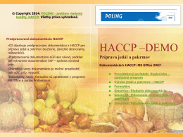 Predpracovaná dokumentácia k HACCP