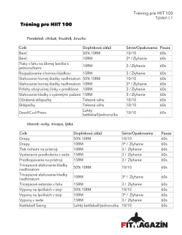 Tabuľky pre HIIT 100