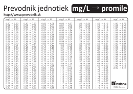 Prevodník jednotiek mg/L → promile - mg/l