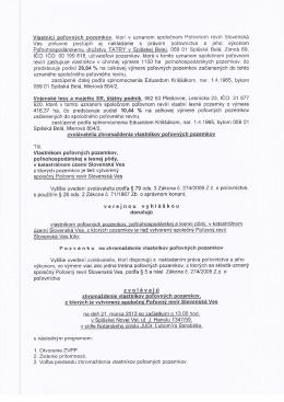 Vlastn&iacute;ci poľovn&yacute;ch pozemkov, ktori v uznanom spoločnom Pol