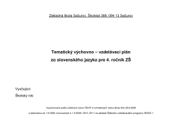 Tematický výchovno – vzdelávací plán zo slovenského jazyka pre 4