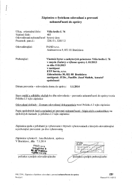 Zápisnica o fyzickom odovzdaní a prevzatí
