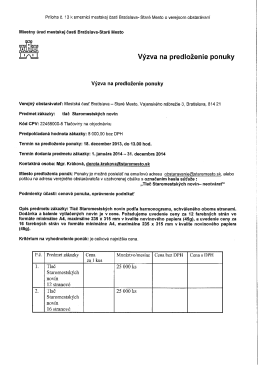 Výzva na predloženie ponuky