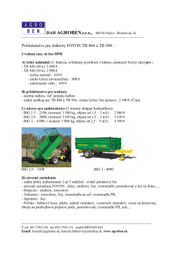Príslušenstvo pre traktory FOTON TB 404 a TB 504 :