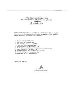 Vyhlásenie kandidatúry pre voľby poslancov obecného