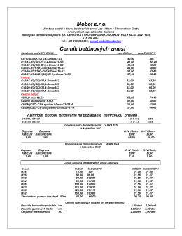 Mobet s.r.o. Cenník betónových zmesí