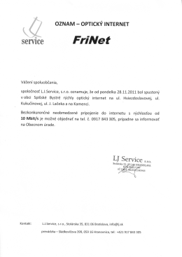 Optický internet - Obec Spišské Bystré