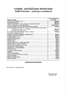 cENN&iacute;K zAPožlčANIA INVENT&Aacute;RU