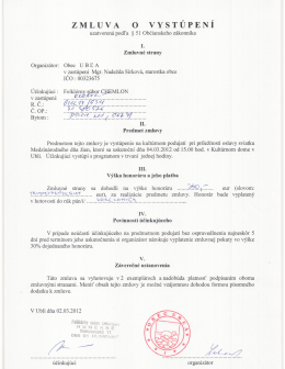 zMLUVA O vYST&Uacute;PEN&Iacute;