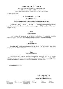 Plavebné opatrenie č. 121/2014/UVC o verejnom
