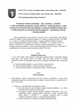 VZN č. 14/2013 o výške mesačného príspevku za pobyt