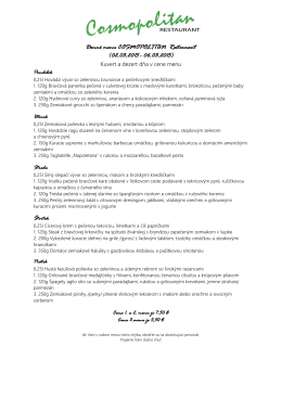 Denné menu COSMOPOLITAN Restaurant