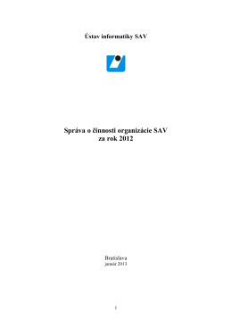 Výročná správa za rok 2012 (pdf) - Ústav informatiky SAV Bratislava