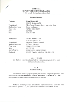 Zmluva o postúpení pohľadávky, Agro Adok s.r.o., Košariská
