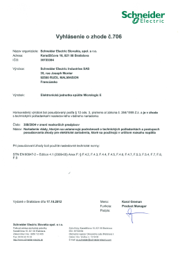 Vyhlasenie o zhode - Schneider Electric