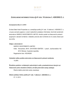 Inform&aacute;cie, ktor&eacute; boli ozn&aacute;men&eacute; akcion&aacute;rom NIKROC