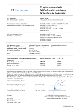 ES Vyhl&aacute;senie o zhode