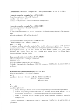 Uznesenia zo 15. 12. 2014