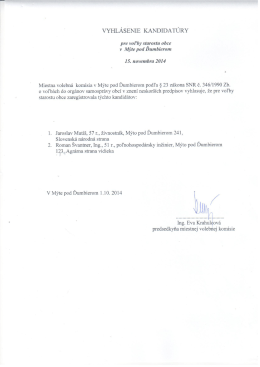 VYHLÁSENIE KANDIDATÚRY